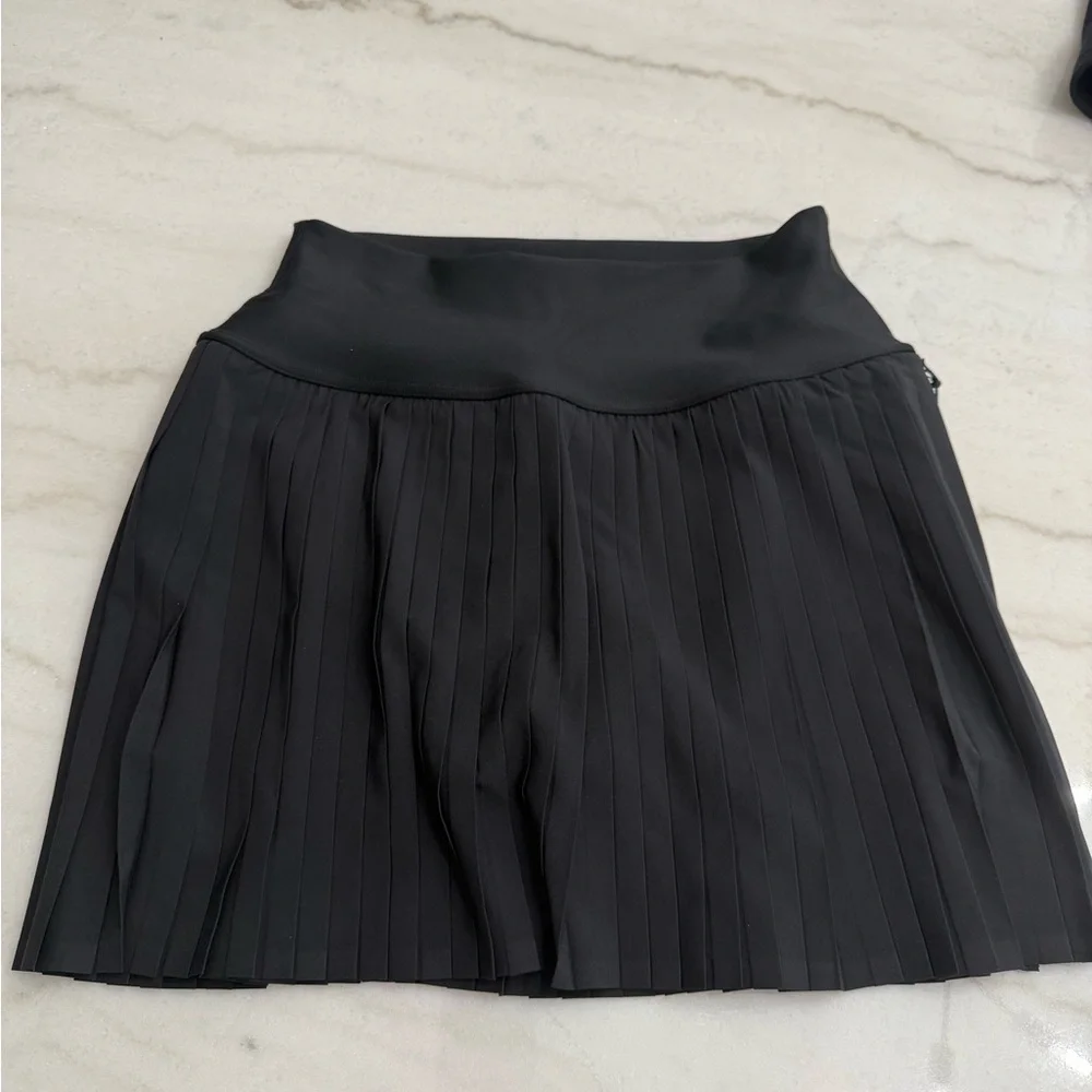 ALO Yoga Black Pleated Skater Mini Skirt